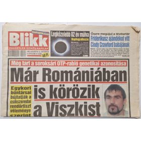   Blikk újság 1999.Aug.12 körözik a Viszkist , Barichello : Mogyoródon nincs előzés