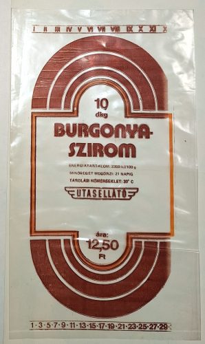 Burgonyaszirom (Utasellátó) csomagoló nejlon zacskó