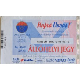   Vasas DH - MTK FC  labdarúgó mérkőzés belépőjegy, 1998 (05005811)