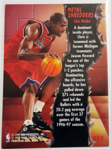 Chris Webber Fleer Metal 1996-1997 kosárlabda kártya
