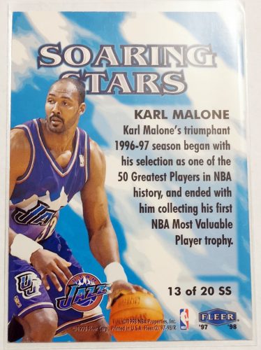 Karl Malone Fleer 1997-1998 Soaping Stars kosárlabda kártya