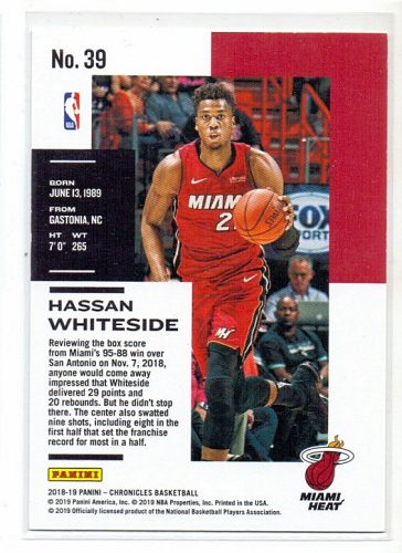 Hassan Whiteside Chronicles /149 2018-2019 kosárlabda kártya