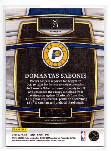 Domantas Sabonis /149 Select Holo 2021-2022 kosárlabda kártya