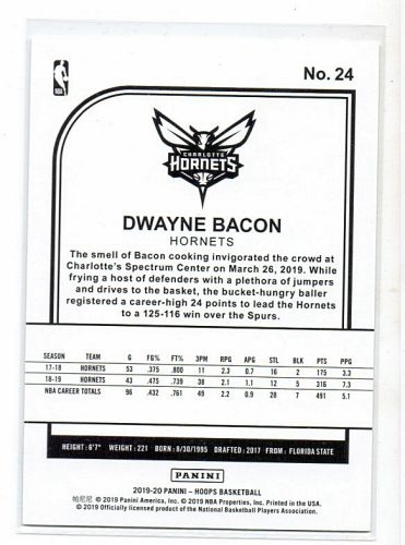 Dwayne Bacon /199 Hoops 2019-2020 kosárlabda kártya