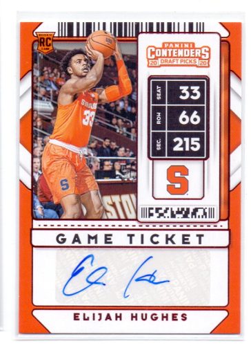 Elijah Hughes RC Aláírt Panini Contenders 2020-2021 kosárlabda kártya