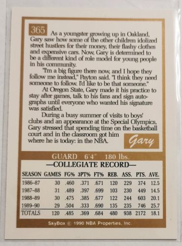 Gary Payton SkyBox 1990 Rookie kosárlabda kártya
