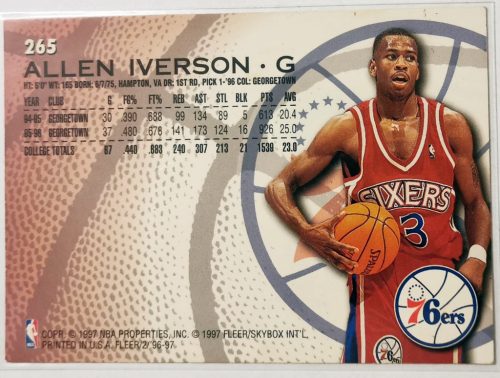 Allen Iverson Rookie Fleer (265) 1996-1997 kosárlabda kártya