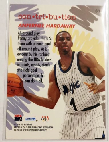 Anfernee Hardaway SkyBox (Usa team) 1996 kosárlabda kártya