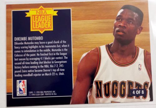 Dikembe Mutombo Fleer NBA League Leader (4) 1994-1995 kosárlabda kártya