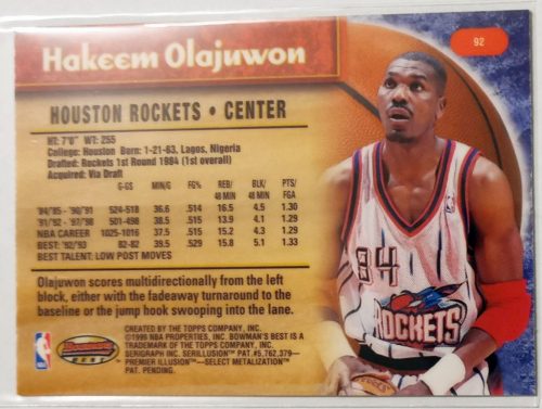 Hakeem Olajuwon Bowman's Best 1999 kosárlabda kártya