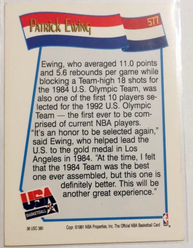 Patrick Ewing Hoops Basketball Team 1991 kosárlabda kártya