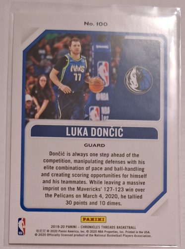 Luka Doncic Panini Threads (2019-2020) kosárlabda kártya