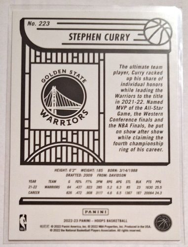 Stephen Curry Optic Hoops Purple (2022-2023) kosárlabda kártya