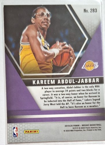 Kareem Abdul-Jabbar Mosaic Hall of Fame (2019-2020) kosárlabda kártya