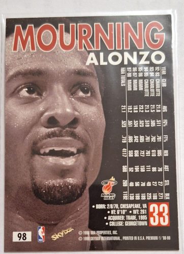 Alonzo Mourning SkyBox Premium (1998-1999) kosárlabda kártya