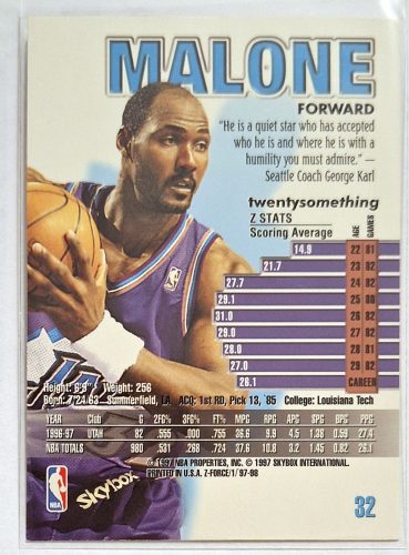Karl Malone Skybox Z-Force (32) 1997-1998 kosárlabda kártya