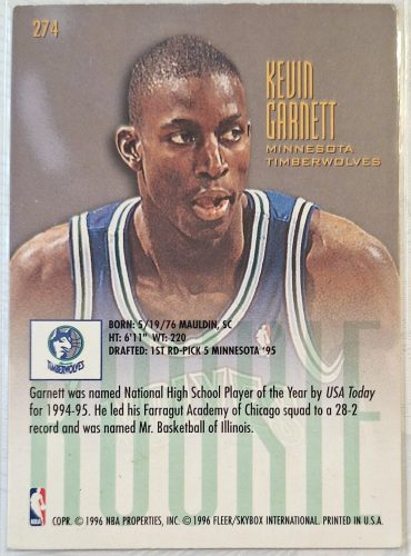 Kevin Garnett NBA Fleer Ultra 1995-1995 kosárlabdakártya RC lap