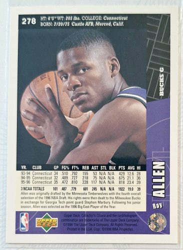 Ray Allen NBA Collectors Choice 1996-1997 kosárlabdakártya RC lap