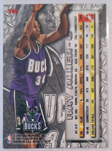 Ray Allen NBA Metal Fleer 1996-1997 kosárlabdakártya RC lap