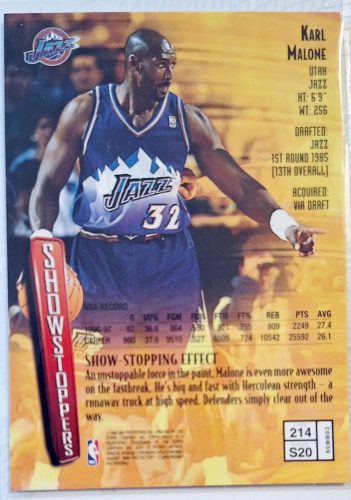 Karl Malone NBA Topps Finest 1996-1997 kosárlabdakártya Show Stopping Effect