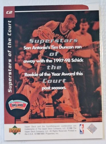 Tim Duncan NBA Upper Deck 1998 kosárlabdakártya Superstars of the Court