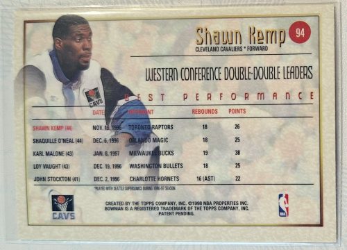 Shawn Kemp NBA Bowman Best 1998 kosárlabdakártya 