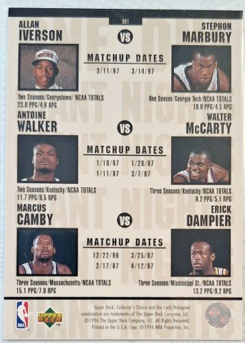 Kobe Bryant / Shareef Abdur-Rahim NBA Collectors Choice 1996-1997 kosárlabdakártya One on One