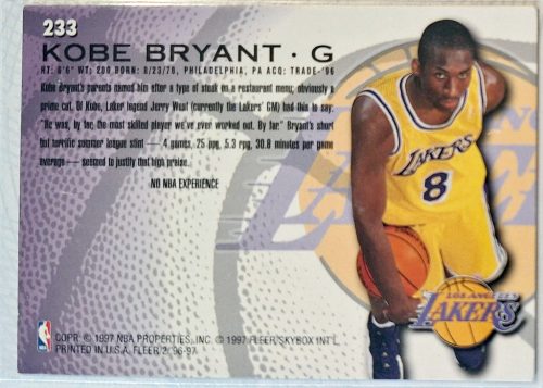 Kobe Bryant NBA Fleer 1996-1997 RC Rookie kosárlabdakártya