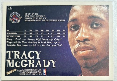 Tracy McGrady NBA SkyBox 1998-1999 kosárlabdakártya
