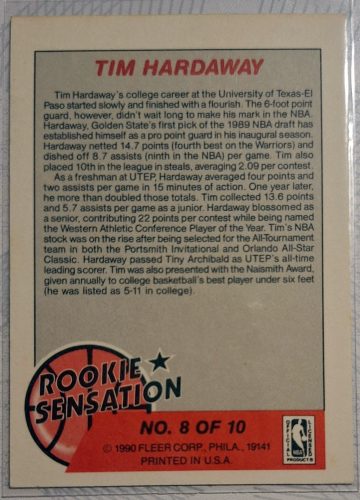 Tim Hardaway NBA Fleer RC Rookie 1990 kosárlabdakártya 