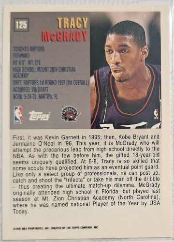 Tracy McGrady NBA Topps RC Rookie 1997 kosárlabdakártya 