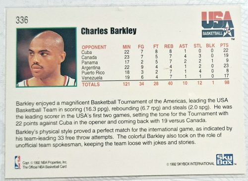 Charles Barkley NBA Hoops Usa Basketball 1992 kosárlabdakártya