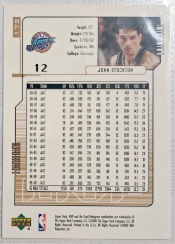 John Stockton NBA Upper Deck MVP kosárlabdakártya