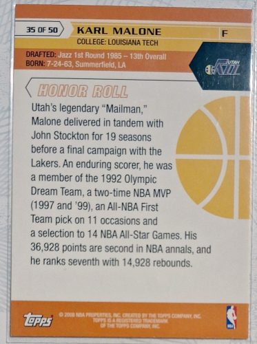 Karl Malone NBA Topps 50 2008 kosárlabdakártya