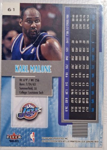 Karl Malone NBA Fleer Genuine 2000 kosárlabdakártya