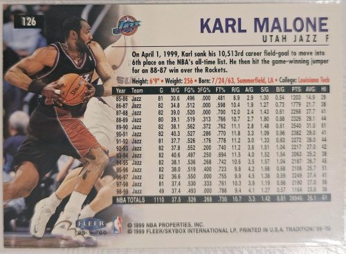 Karl Malone NBA Fleer Tradition Western Conference 1999 kosárlabdakártya