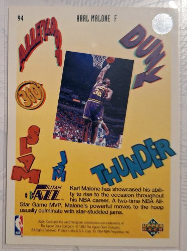 Karl Malone Upper Deck 3-D Jam 1994 kosárlabdakártya