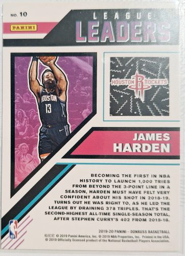 James Harden Donruss League Leaders 2019 NBA kosárlabdakártya