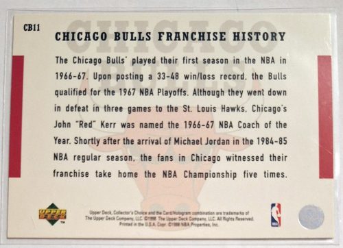 Chicago Bulls Logo NBA Upper Deck 1998 NBA kosárlabdakártya