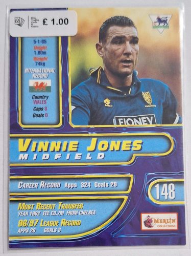 Vinnie Jones Focikártya Premier Gold 98 (148) Merlin Collections 1997-1998