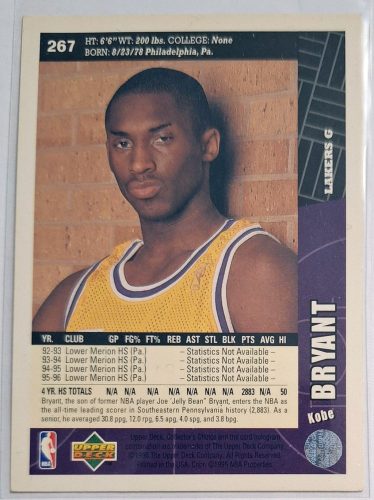Kobe Bryant NBA Collector's Choice RC Rookie 1996-1997 kosárlabdakártya