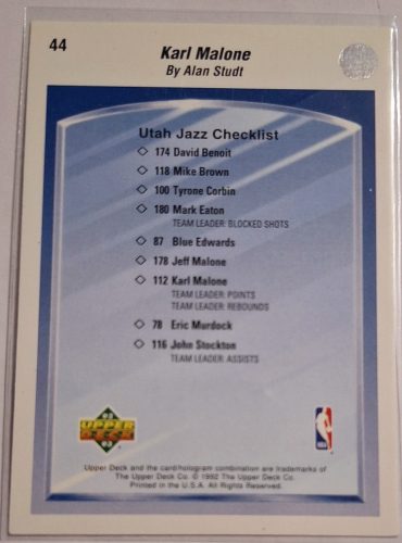 Karl Malone NBA Collectors Choice (Alan Studt) 1992 kosárlabdakártya
