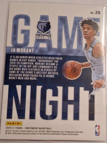 Ja Morant NBA Panini Contenders Game Night 2020-2021 kosárlabdakártya