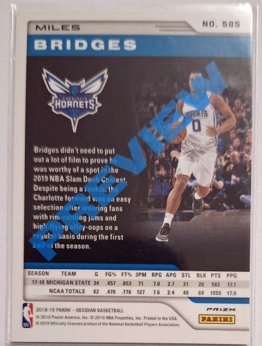 Miles Bridges NBA Obsidian RC Preview 2018-2019 kosárlabdakártya