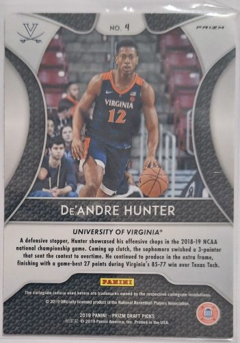De'Andre Hunter NBA Panini Prizm RC 2019 kosárlabdakártya