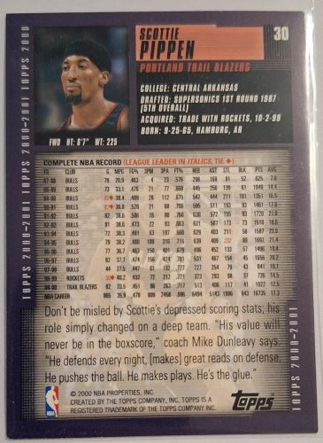 Scottie Pippen NBA Topps 1990 Miami 2000-2001 kosárlabdakártya