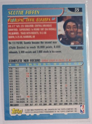 Scottie Pippen NBA Topps 2001 kosárlabdakártya