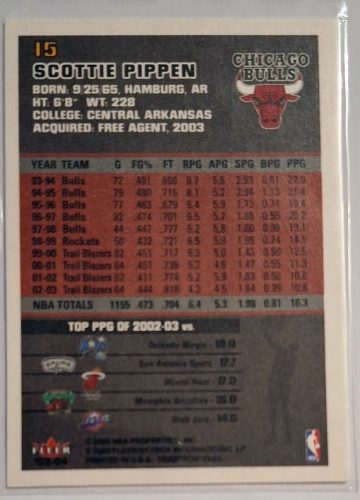 Scottie Pippen NBA Fleer Signed by 2003 kosárlabdakártya