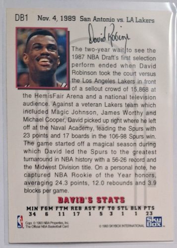 David Robinson NBA Hoops Davids Best 1993 kosárlabdakártya