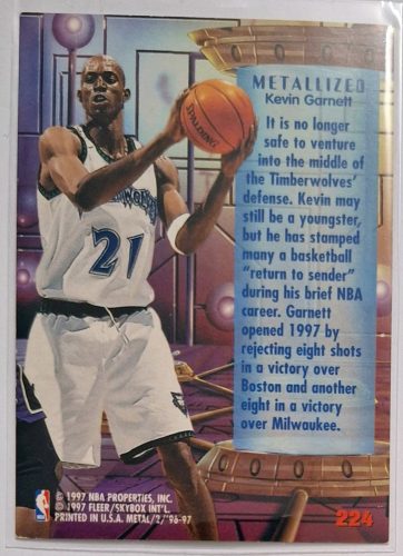 Kevin Garnett NBA Fleer Metal Metallized 1996-1997 kosárlabdakártya